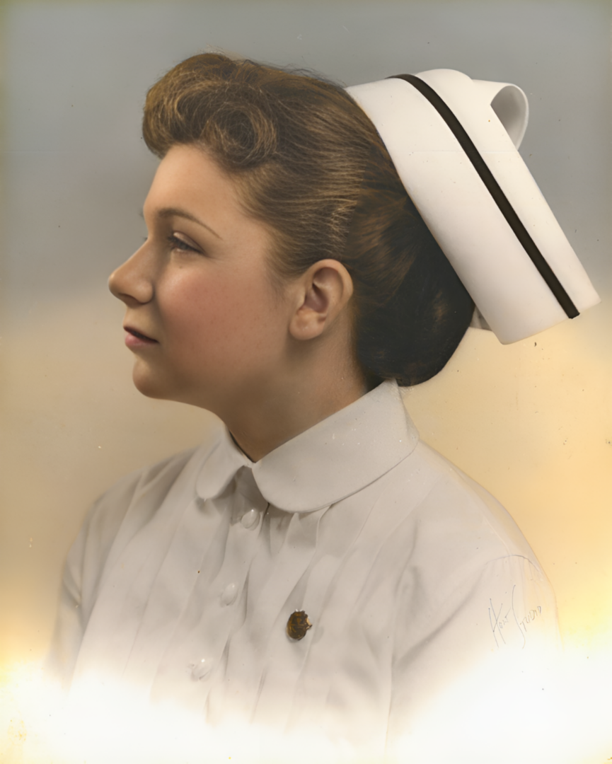 Mary Frances Lawler in her nursing uniform 1950s