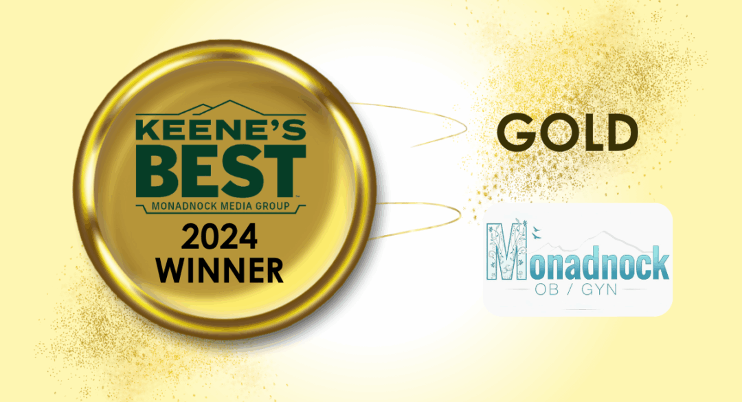 Keene’s Best 2024 Winner Gold Award badge presented to Monadnock OB/GYN
