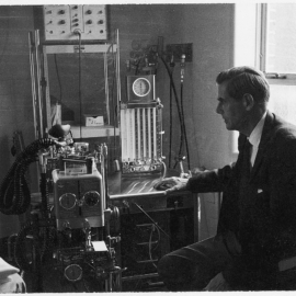Dr. Chandler and an early ether machine at his Family Medicine Practice