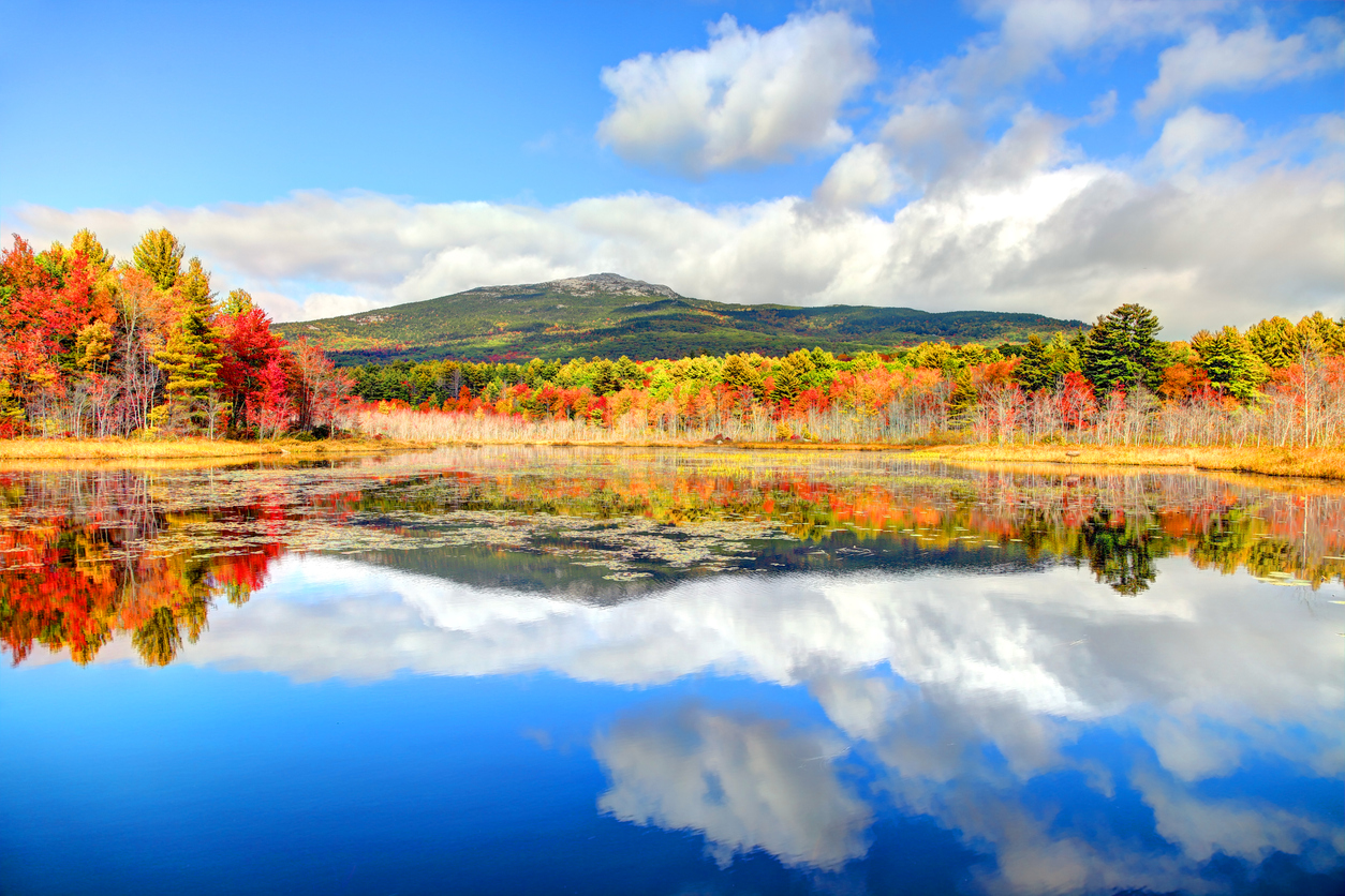 Mount Monadnock in autumn with fall foliage