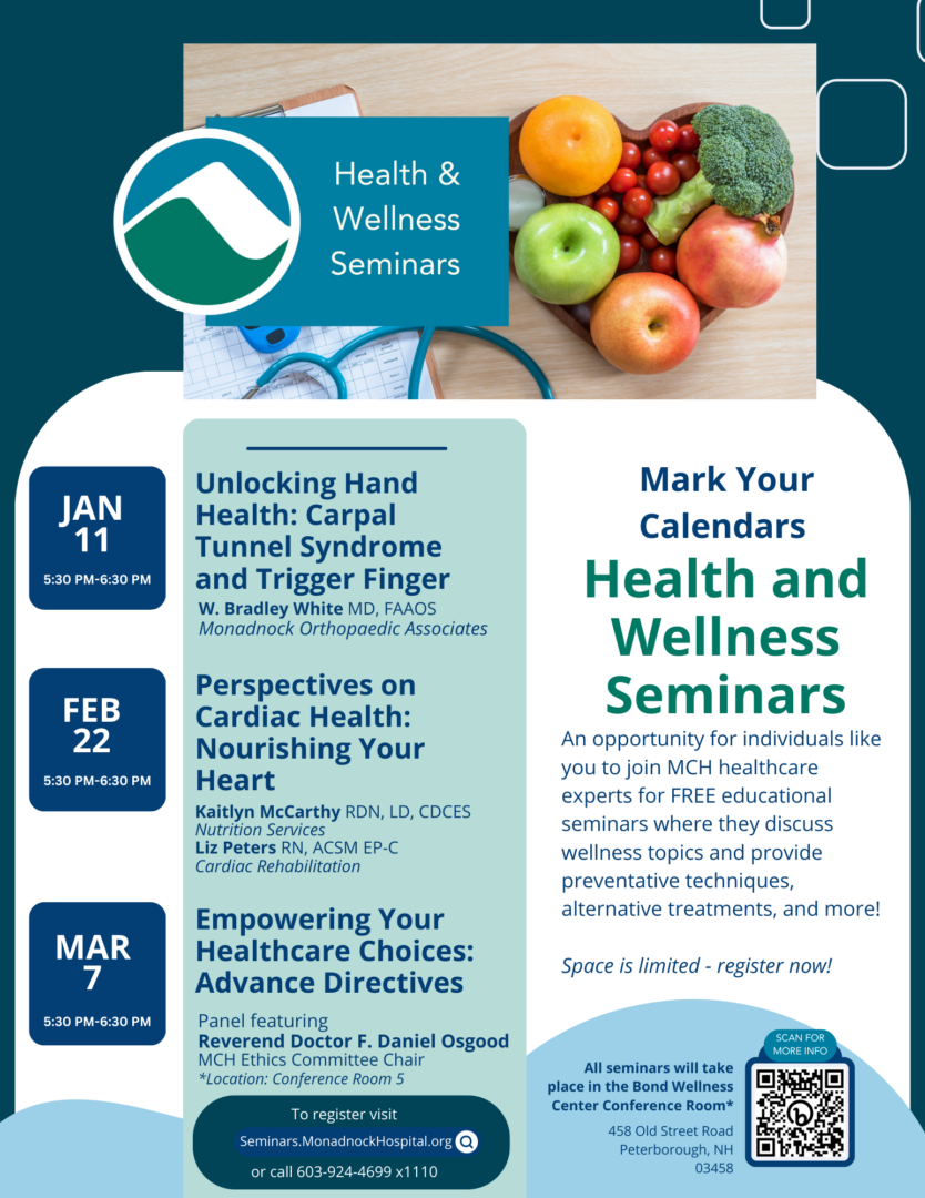 Health and Wellness seminars mark your calendars