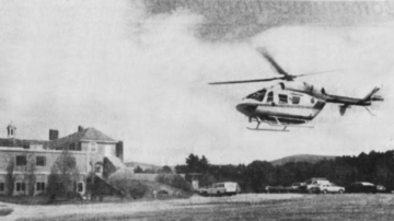 Boston Med Flight takes off from the MCH parking lot after an in-service training session