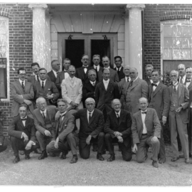 1923 - Opening day of the original hospital this photo appeared on the front page of the Peterborough Transcript on July 5, 1923. Drs. Keyes, Wesselhoeft, Smith, Cutler, Nutter, Warner, Stevens, Richards, Holmes, Hatch, Congdon, Tibetts, Cotton, Morse, Cheever, Pease, MacAusland, Harrington, Lowell, Parker, Grimes, Jameson, Wilkins, Jackson, Foster, Brown