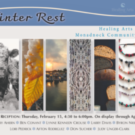 Monadnock Community Hospital is pleased to inviteyou to the MCH Healing Arts Gallery for the opening of Winter Rest Opening Reception: Thursday, February 15, 2024, 4:30 pm to 6:00pm On display through April 2, 2024 Featured Artists: Larry Ahern Ben Conant Lynne Kennedy Crouse Larry Davis Byron Niederhelman Lori Pedrick Afton Rodriguez Don Sucher Judy Unger-Clark MCH Healing Arts Gallery is adjacent to the Sarah Hogate Bacon Emergency Department. For more information please contact: Katharyn Ernst at 603-924-4682 or katharyn.ernst@mchmail.org Music by Larry Ahern Light Refreshments will be served