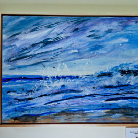 Karen Fortier “Waves” watercolor with cold wax