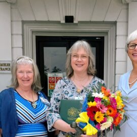 Vicki Campanile, Chief Nursing Officer, DAISY Award winner Laura Moran from the Med/Surg department, and Cyndee McGuire, President and CEO