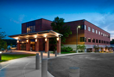 A view of the Monadnock Community Hospital's modern architectural building the Medical Arts Building, highlighting its welcoming and innovative design