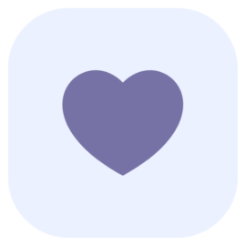 An icon of a purple heart on a rounded square background, representing sexual health, wellness, and intimacy