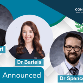 Graphic announcing Castle Connolly’s 2025 Top Doctors, featuring professional headshots of Dr. Gilbert, Dr. Bartels, and Dr. Spencer, with the Castle Connolly Top Doctors badge and the message “Congratulations! Meet the top 7% of all U.S. physicians.”