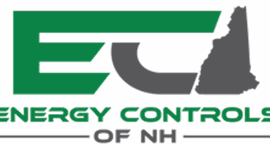Logo for Energy Controls of New Hampshire, featuring a green stylized "E" design above the company name in green and gray text.